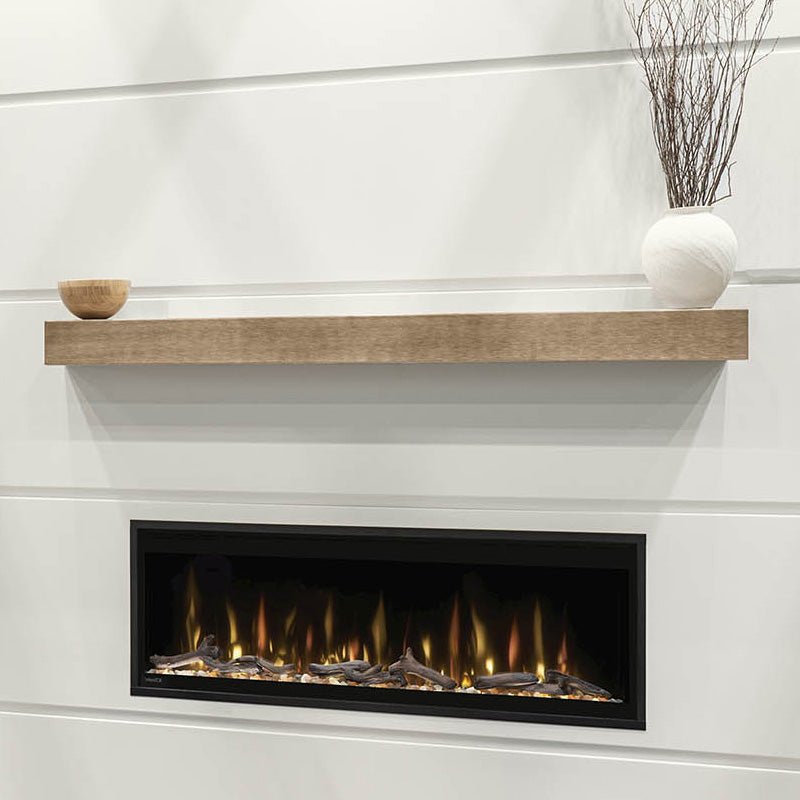Custom Metal Floating Mantel Shelf: Non-Combustible, White Oak Finish, Any Size - ExceptionalFire