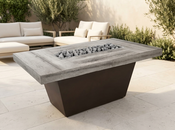 Tacoma Wood 48" Rectangle Wood Grain Fire Pit Table | The Outdoor Plus — outdoor setting