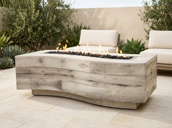 Big Sur Wood Grain Fire Pit Table | The Outdoor Plus — outdoor setting