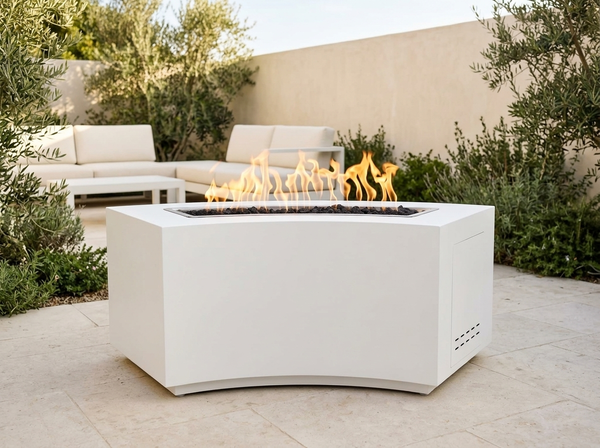 Dixie Rectangle Powder Coat Steel Fire Pit Table | The Outdoor Plus — outdoor setting