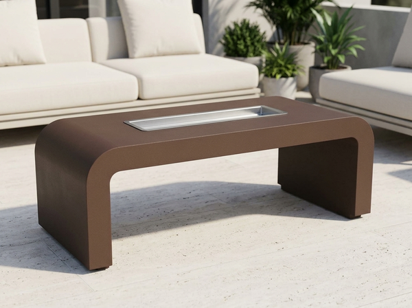 Calabasas Rectangle Powder Coat Steel Fire Pit Table | TOP — outdoor setting
