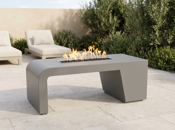 Maywood Rectangle Powder Coat Steel Fire Pit Table | The Outdoor Plus — outdoor setting