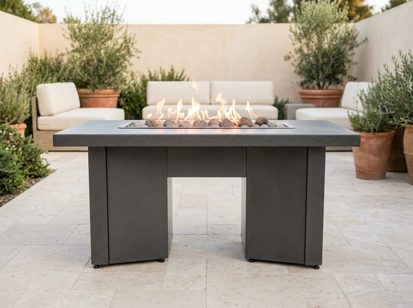 Alameda Rectangle Powder Coat Steel Fire Pit Table | The Outdoor Plus — outdoor setting