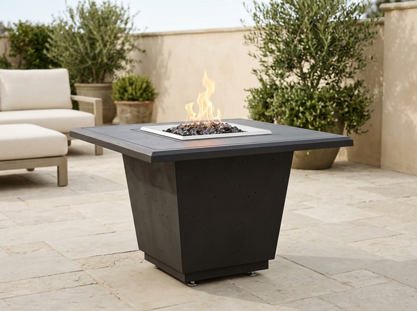 Cosmopolitan 36" Square Concrete Fire Pit Table | AFD — outdoor setting