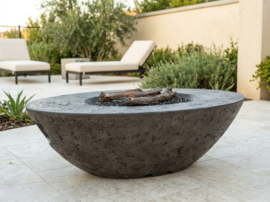 Calais 60" Oval Concrete Fire Pit Table