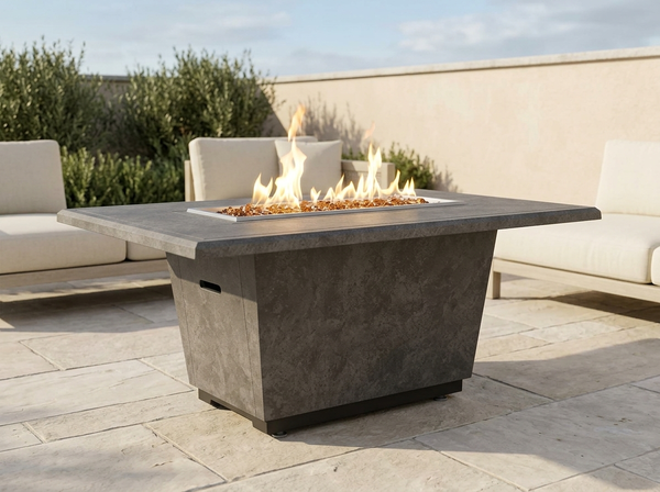 Cosmopolitan 54" Rectangle Concrete Fire Pit Table | AFD — outdoor setting