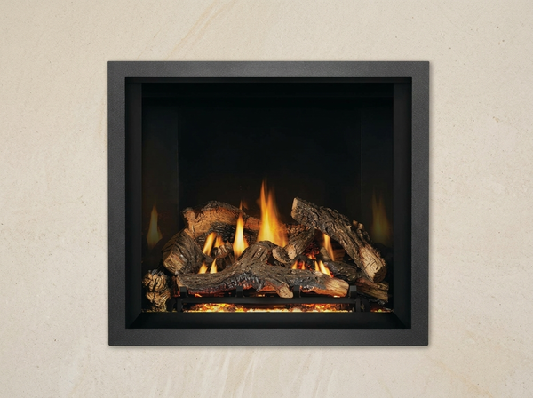 Napoleon Elevation X 36" Direct Vent Gas Fireplace — room setting. AI-assisted visualization; shown fronts, liners, media and surroundings may be optional.