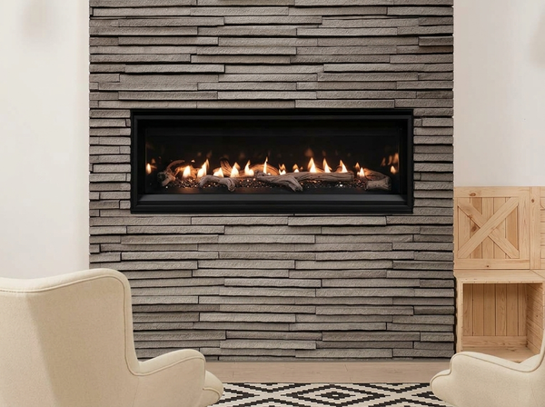 Superior DRL2000 55" Linear Direct Vent Gas Fireplace - Model DRL2055 — room setting. AI-assisted visualization; shown fronts, liners, media and surroundings may be optional.