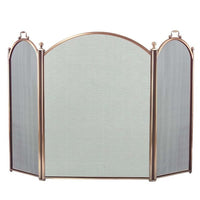 3-Panel Antique Brass Arched Fireplace Screen
