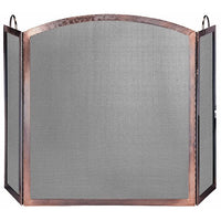3 Panel Antique Copper Fireplace Screen-Arched Center Panel
