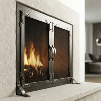 Fireplace Screen with Operable Doors Custom Size 21 Finishes - Old World