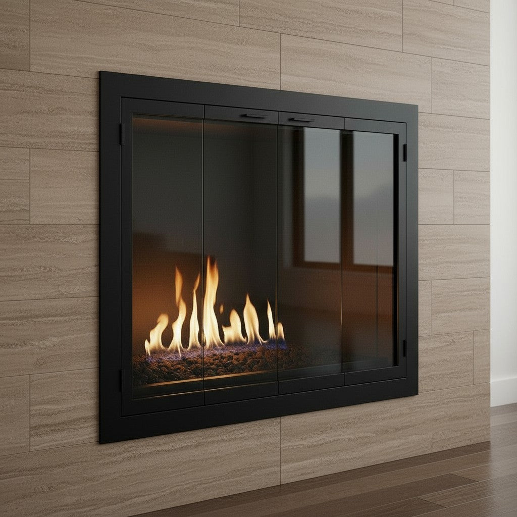 Carolina Sleek Steel Fireplace Glass Doors | Masonry & Prefab