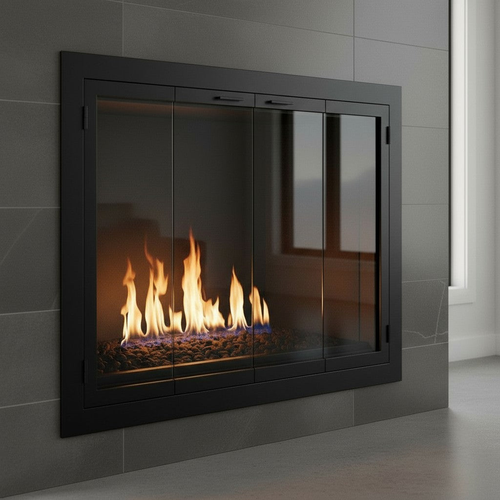 Carolina Sleek Steel Fireplace Glass Doors | Masonry & Prefab