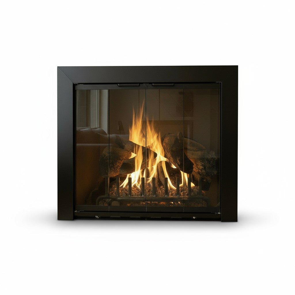 Reflection - Custom Masonry Fireplace Glass Doors