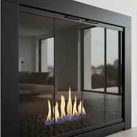 Medio Flat Black Masonry Fireplace Door | Custom Size