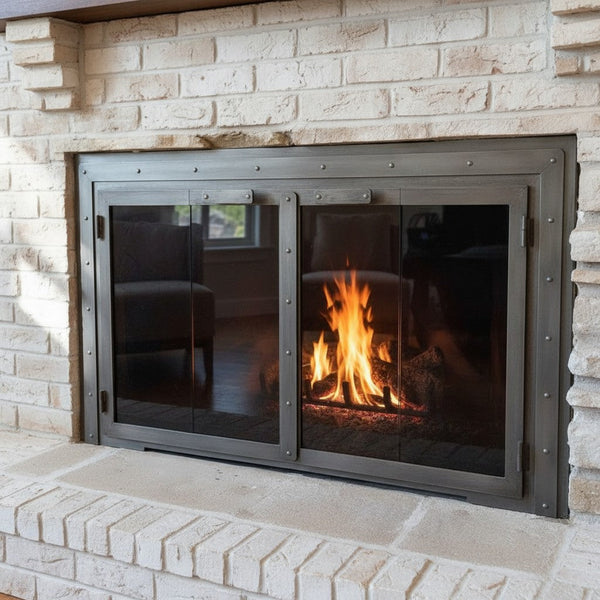 Black Rock Masonry & Prefab Fireplace glass doors with custom dimensions and 5-year warranty