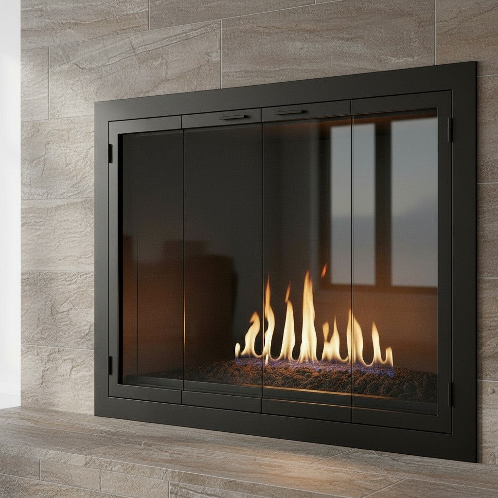 Carolina Sleek Steel Fireplace Glass Doors | Masonry & Prefab