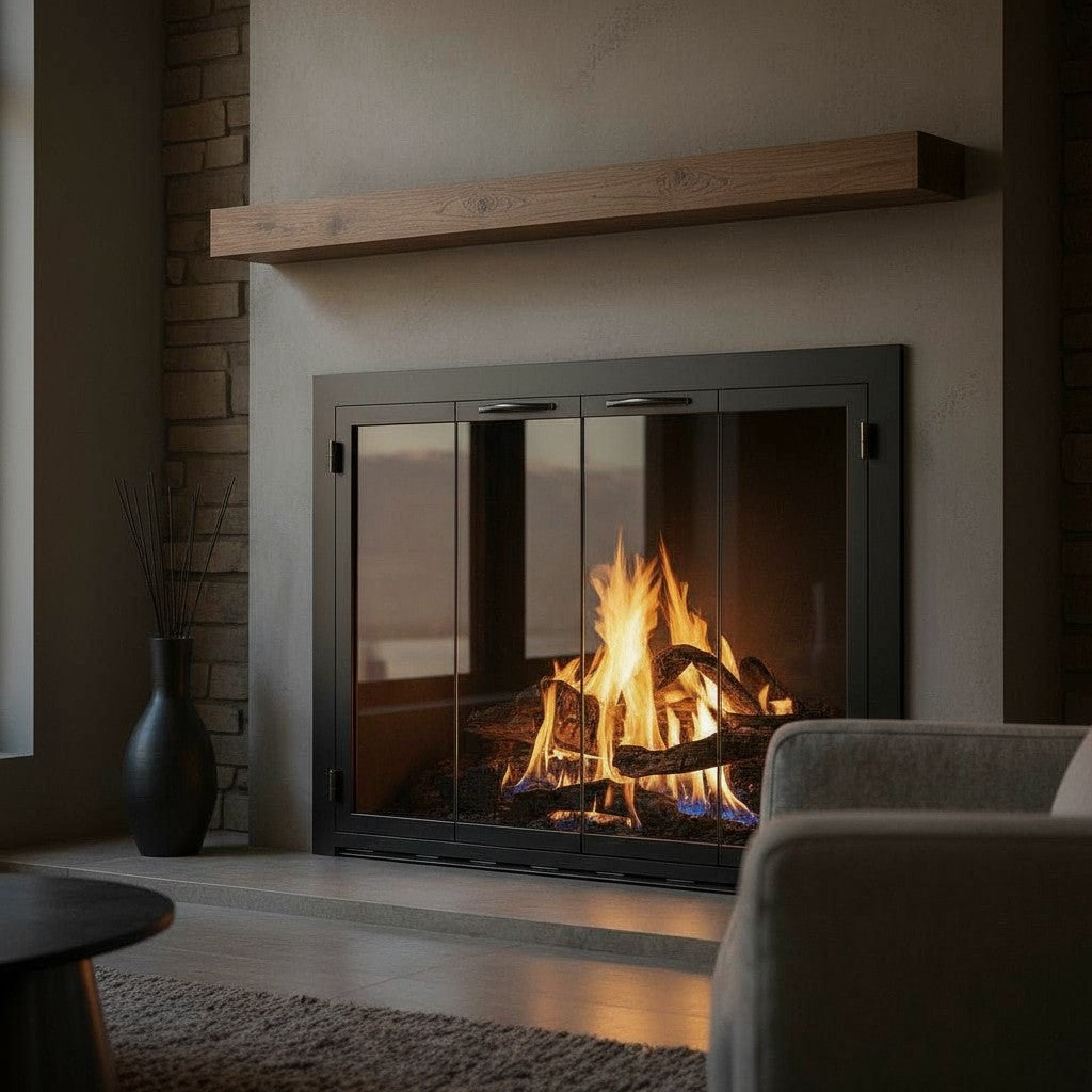 Carolina Sleek Steel Fireplace Glass Doors | Masonry & Prefab