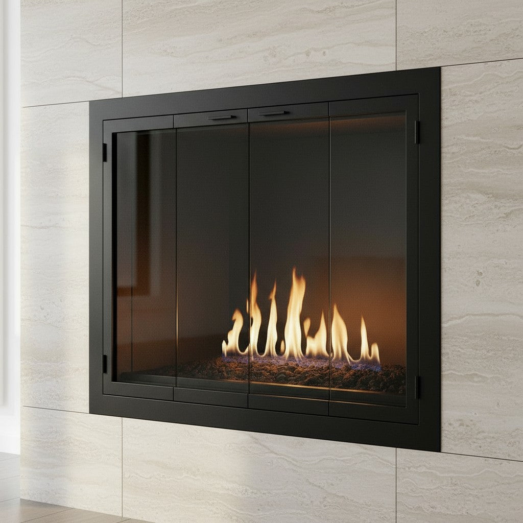 Carolina Sleek Steel Fireplace Glass Doors | Masonry & Prefab