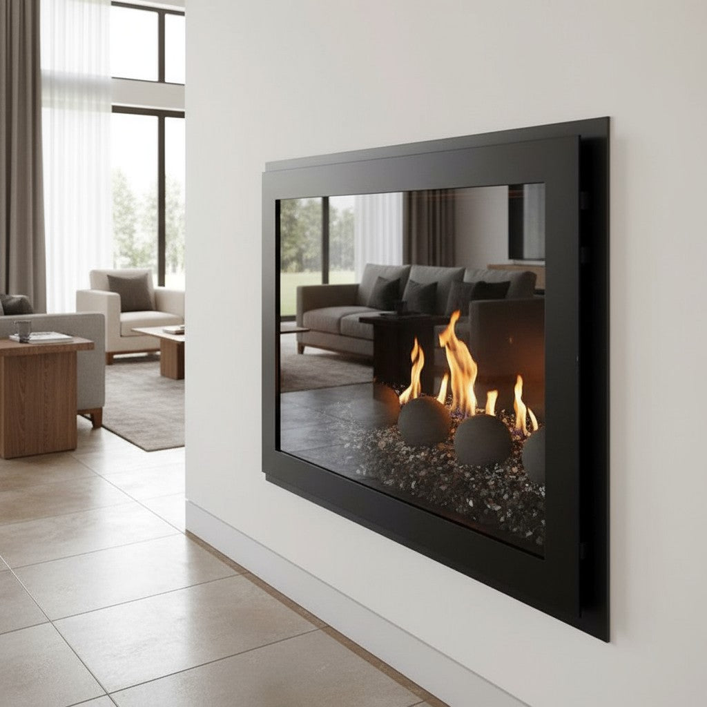 Original Moderne - Single Panel Masonry & Prefab Fireplace Glass Doors