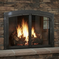 Black Rock Arch - Masonry Fireplace Glass Doors | Custom
