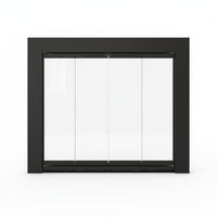 Reflection Flat Black Masonry Fireplace Door