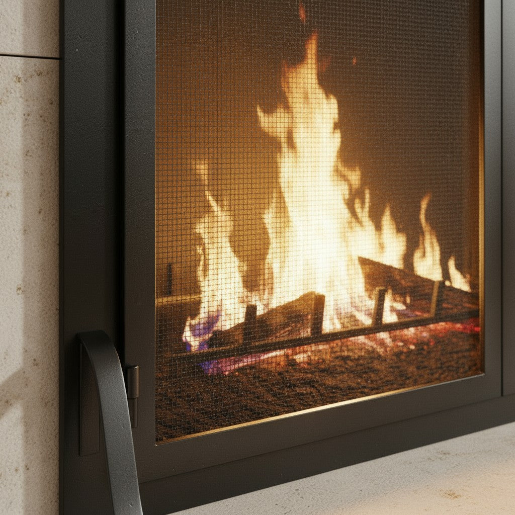 Fireplace Screen With Operable Doors - Custom Size & 21 Finishes - Carolina