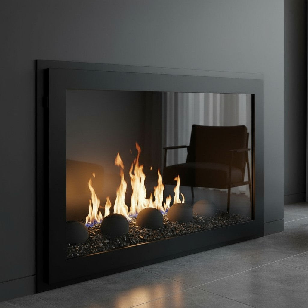 Original Moderne - Single Panel Masonry & Prefab Fireplace Glass Doors