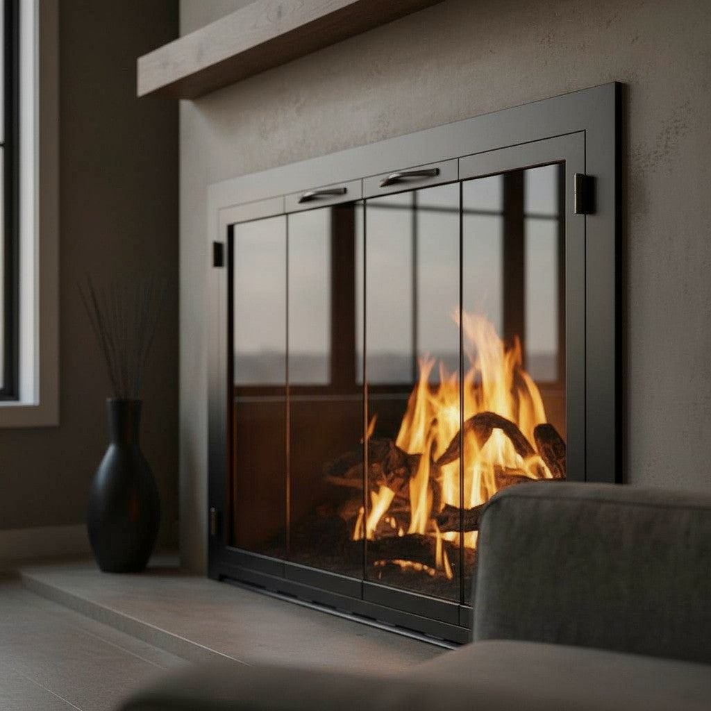Carolina Sleek Steel Fireplace Glass Doors | Masonry & Prefab