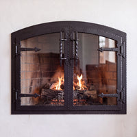 Hammered Edge fireplace glass doors — main — Matte Black