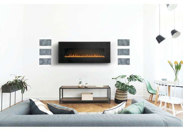 Harsten 50 Electric Fireplace wall-mounted with customizable LED flames and Bluetooth speaker