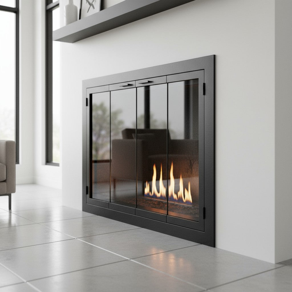 Carolina Sleek Steel Fireplace Glass Doors | Masonry & Prefab