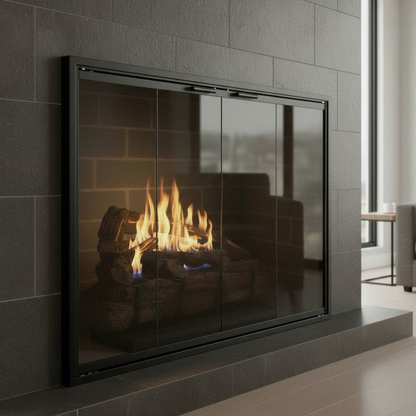 Custom Stiletto Fireplace Doors for masonry and zero clearance fireplaces with 5-year warranty and made in USA.