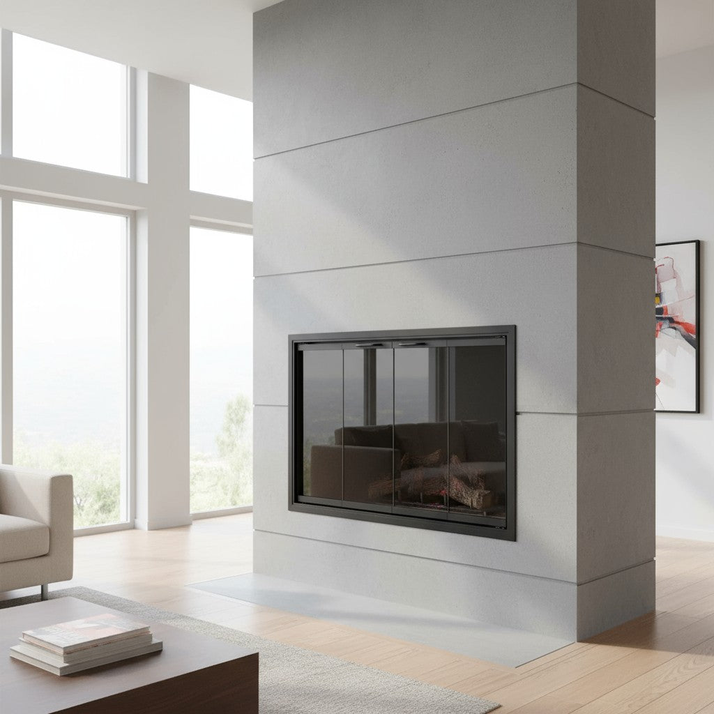 Stiletto Cutback Ultra Thin Fireplace Glass Doors | Modern & Elegant Design