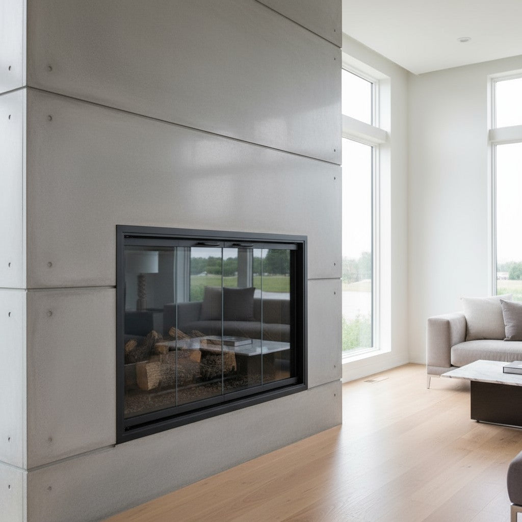 Stiletto Cutback Ultra Thin Fireplace Glass Doors | Modern & Elegant Design