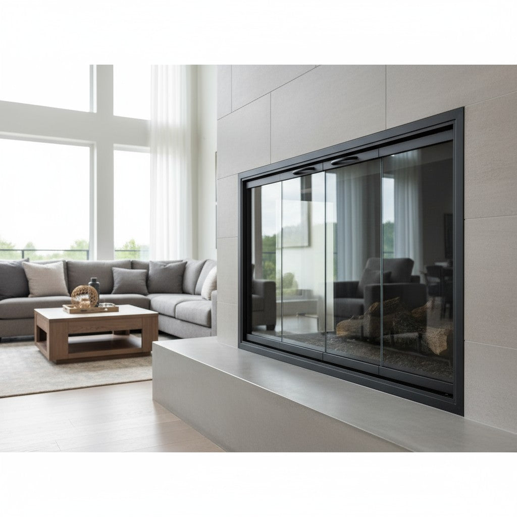 Stiletto Cutback Ultra Thin Fireplace Glass Doors | Modern & Elegant Design