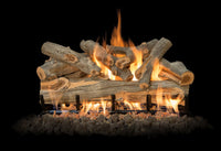 30-inch Arizona Juniper vented gas log set with realistic weathered wood texture and vibrant flames