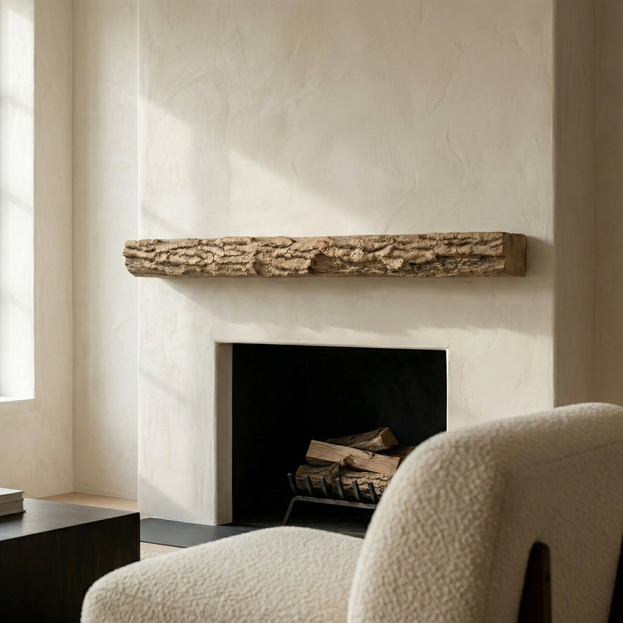 Half Round Log concrete mantel in Pale Honey