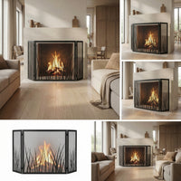 Steel Custom Folding Free Standing Fireplace Screens Options- Sawgrass
