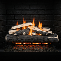 Split Oak 36 inch vented ceramic gas log set in fireplace