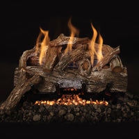24" Grand Canyon ventless gas log set with realistic red oak logs and adjustable flame for efficient home heating
