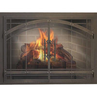 Madrid Masonry fireplace glass doors with standard frame and custom dimensions, made in USA with 5-year warranty
