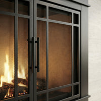 Finley Flat Black Masonry Fireplace Door | Standard