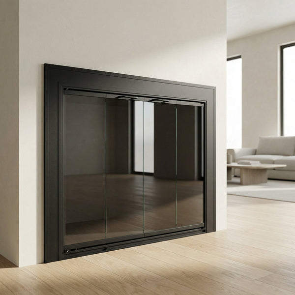 Savannah Masonry & Prefab Fireplace Glass Doors with 4-sided overlap fit and tempered safety glass