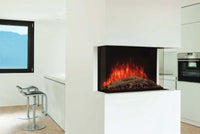 Modern Flames Sedona Pro 30-inch three-sided built-in electric fireplace with Hybrid-FX flames and 5,000 BTU heater