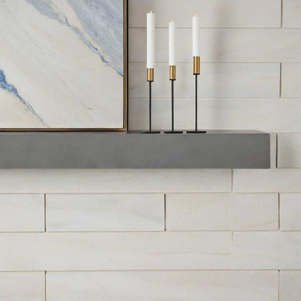 Modern non-combustible concrete mantel shelves made of lightweight Thermastone with fireproof and heat-resistant properties