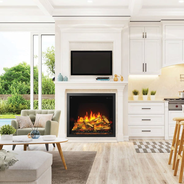 Napoleon Elevation Electric 36 inch built-in fireplace with realistic flames and smart home control