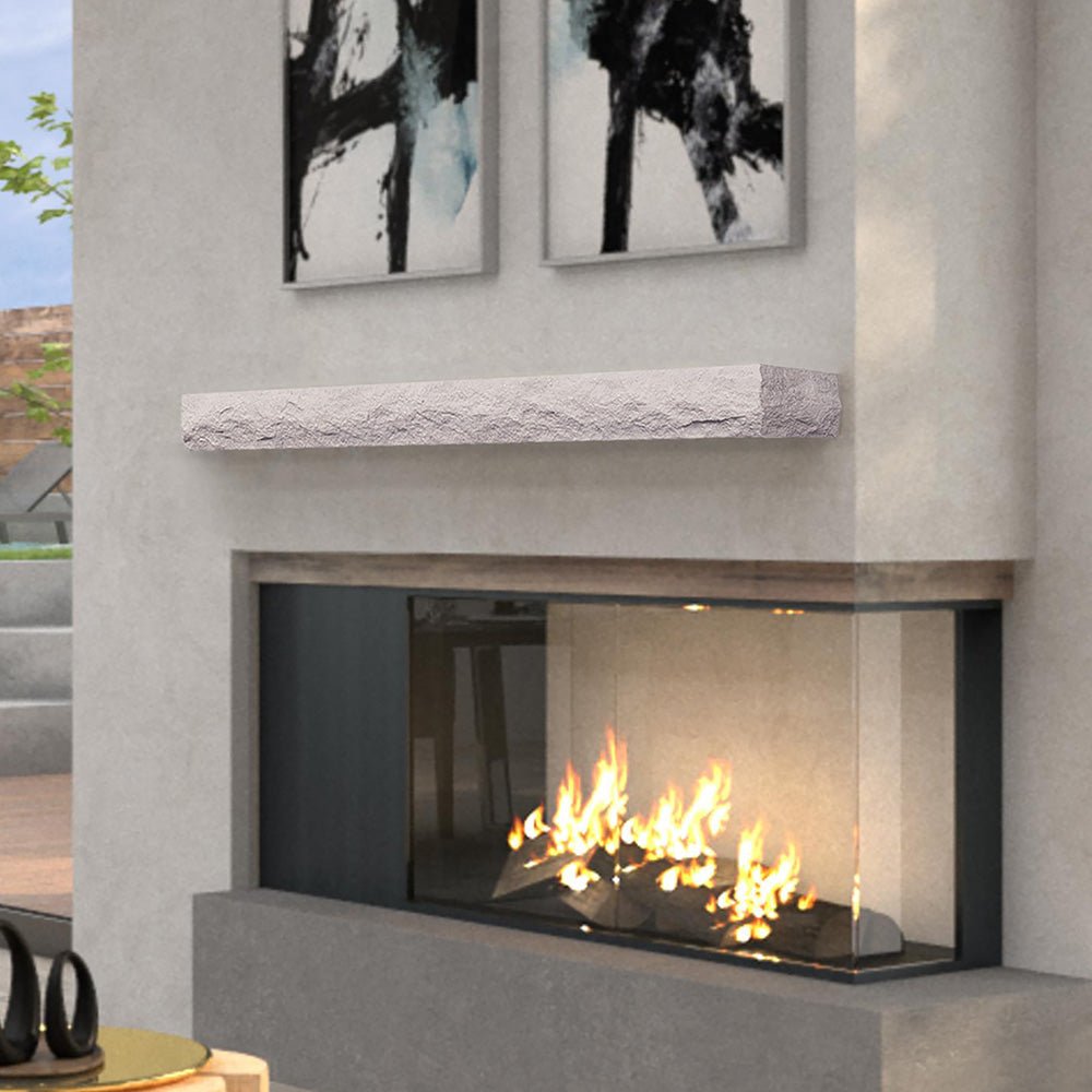Natural Cut Stone Non-Combustible Mantel Shelf Arctic Blast finish - ExceptionalFire