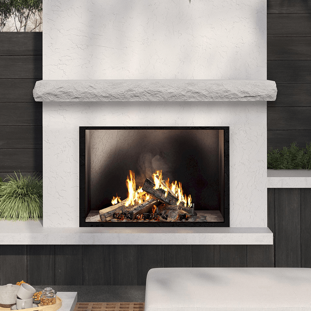 Natural Cut Stone Non-Combustible Mantel Shelf Arctic Blast finish - ExceptionalFire