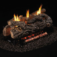 Peterson Real Fyre Golden Oak ventless gas log set with ceramic logs and remote control
